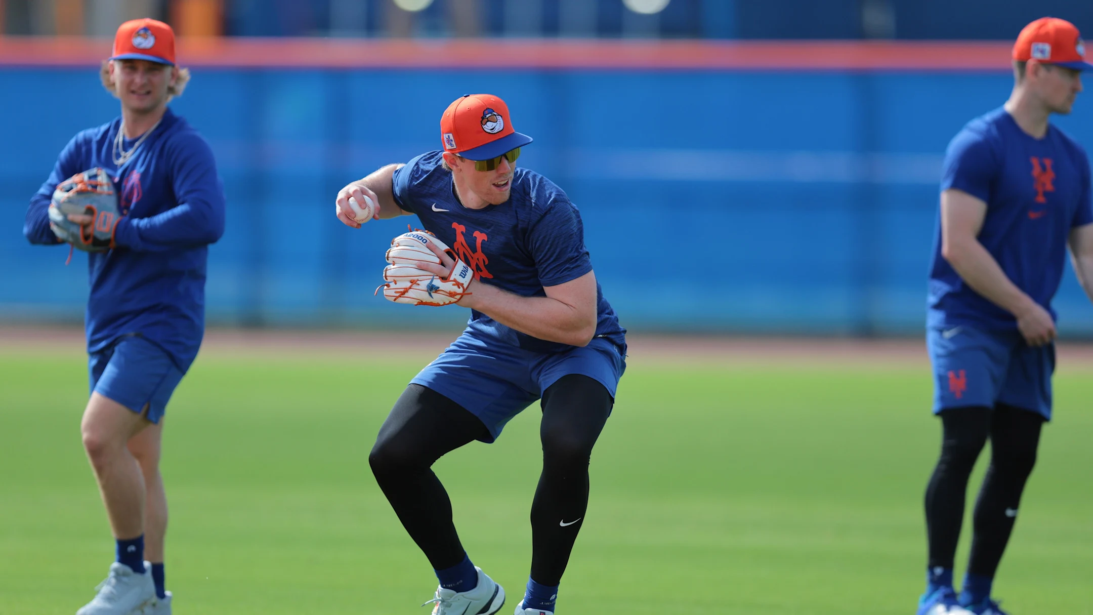 Brett Baty taking infield grounders